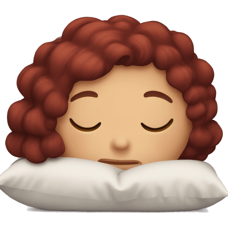 Girl with dark red hair sleeping on pillow  emoji