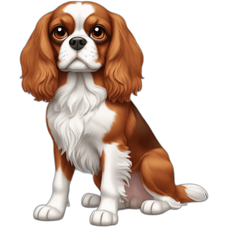 Full body Tri-color Cavalier King Charles spaniel emoji