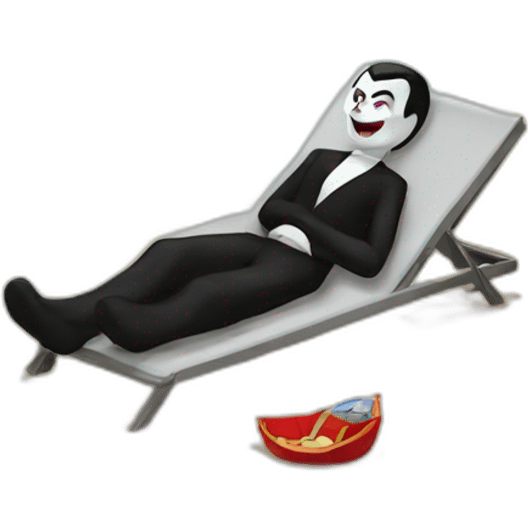 Dracula is sunbathing on the beach  emoji