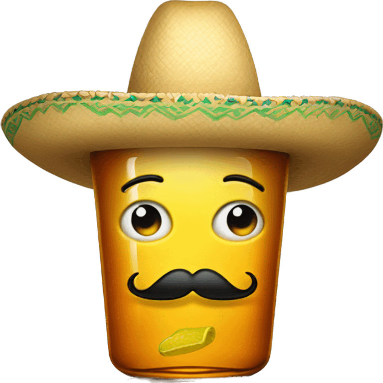 tequila bottle with sombrero and mustache     emoji