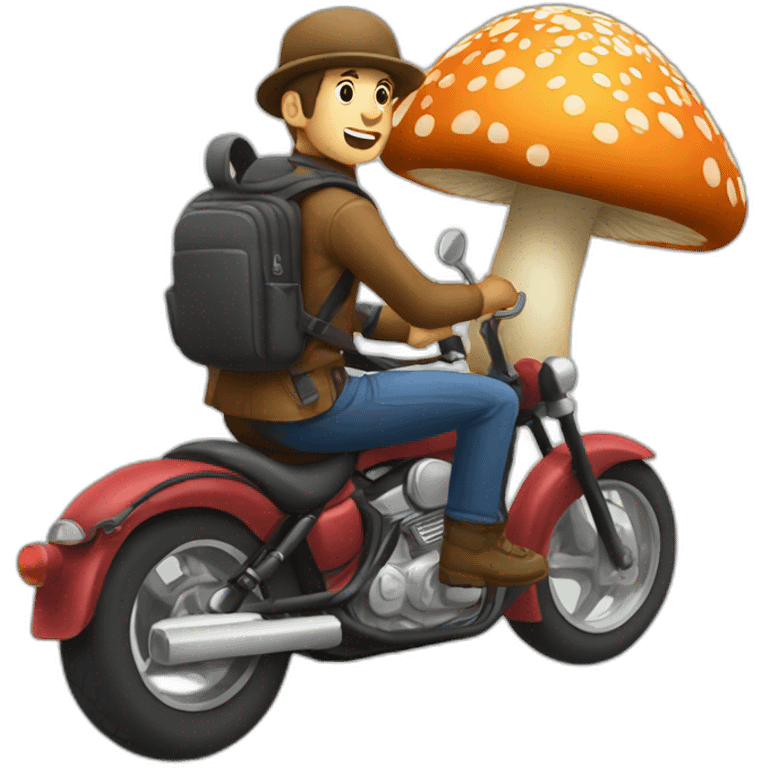 male eating mushroom while riding bernadoodle emoji