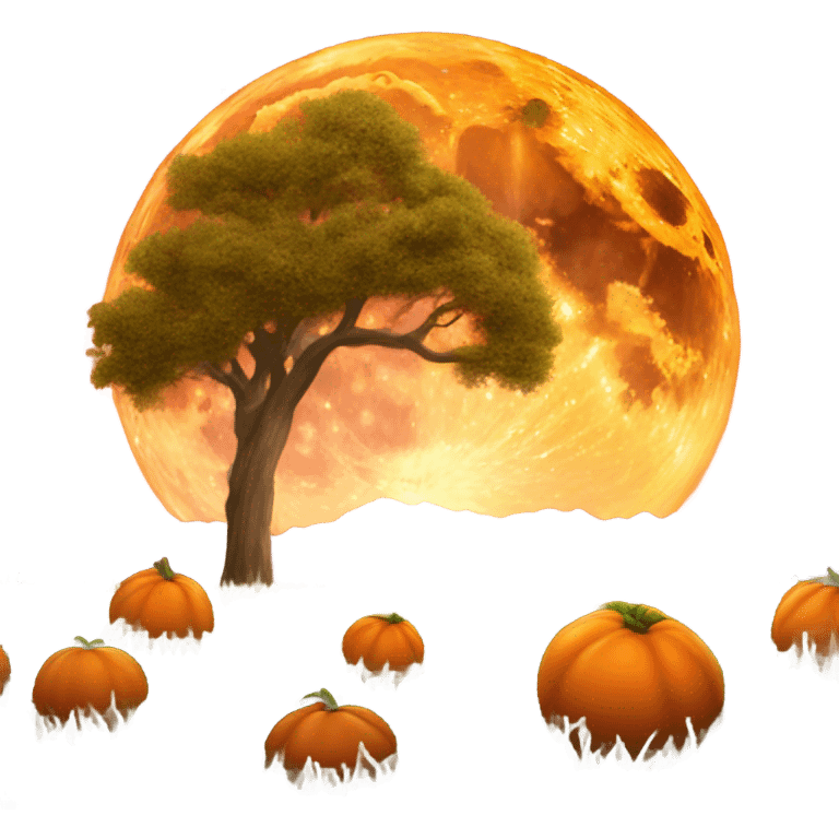 Harvest moon rising over a field emoji