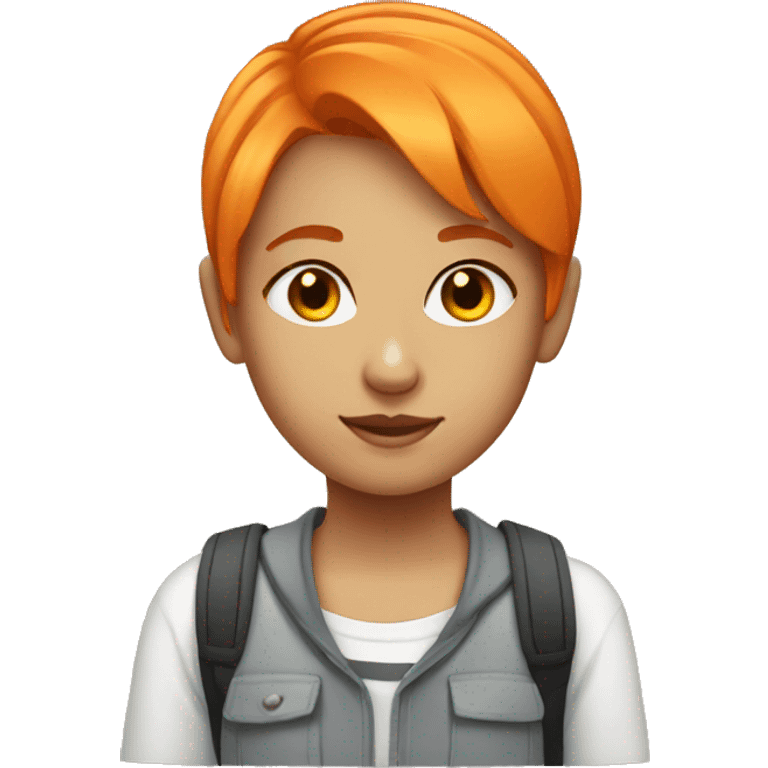 girl with orange short hair in school emoji