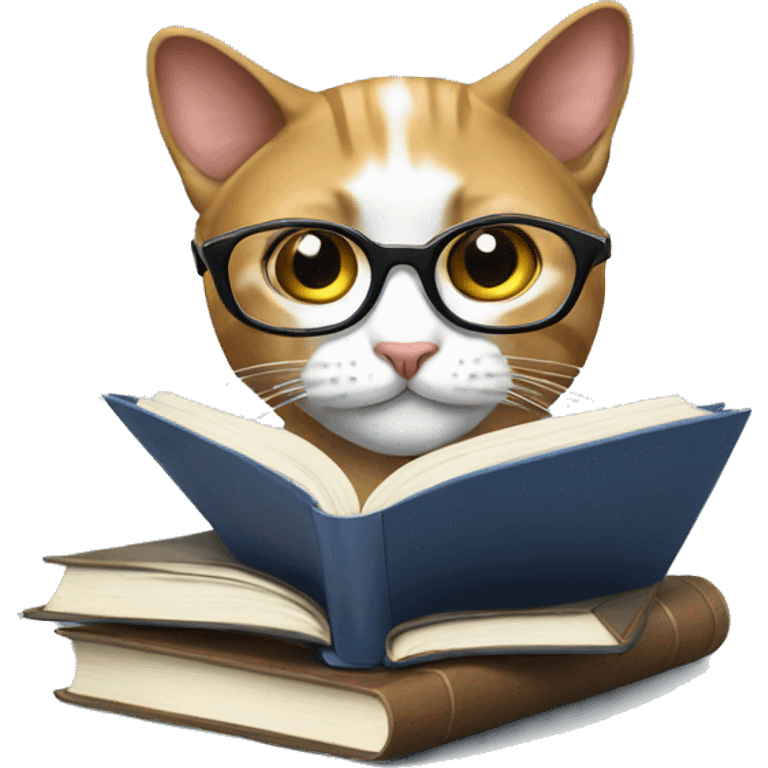 studying cat with glasses emoji