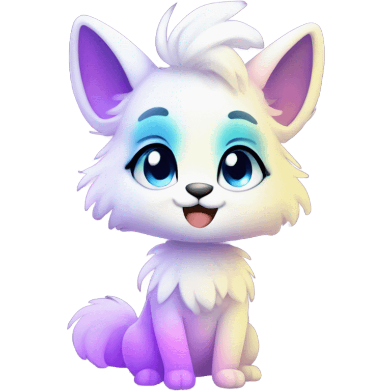 Adorable innocent cute gradient-Sparkle-nebula-fursona anthropomorphic furry full body emoji