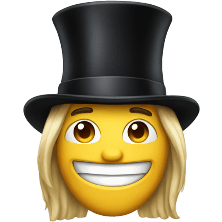 smiling with long hair top hat emoji