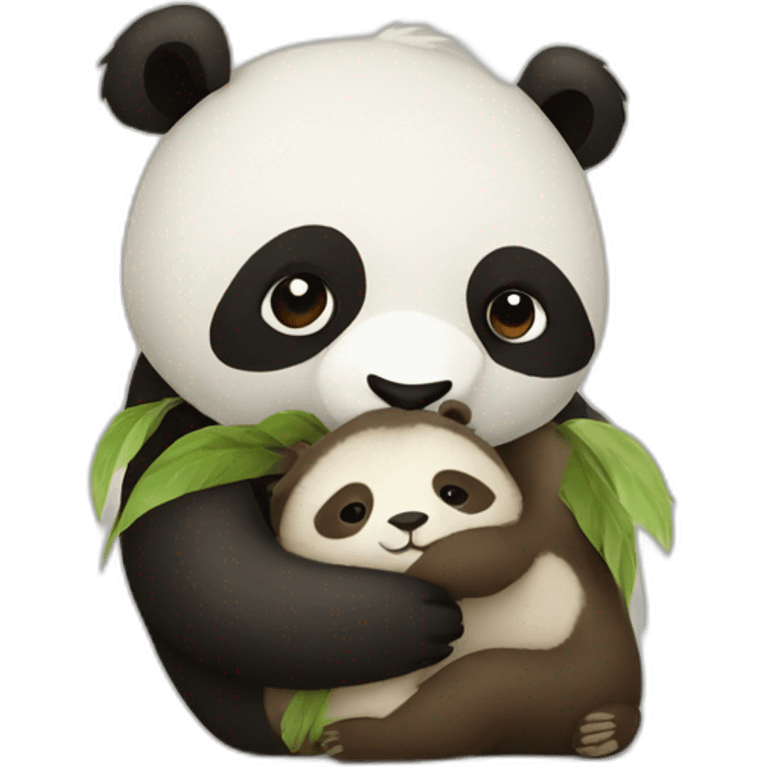 Panda hugging a sloth emoji