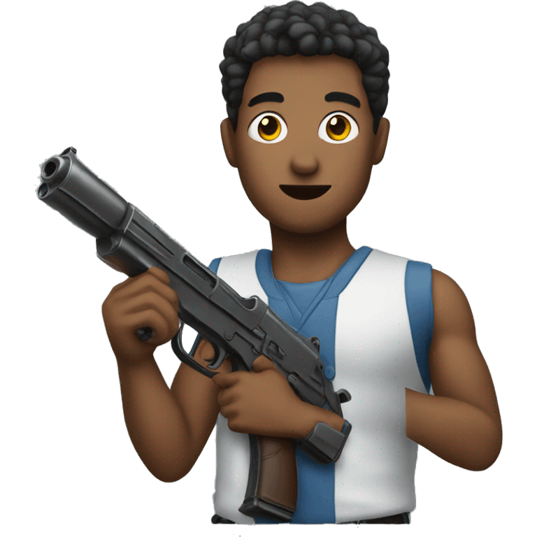 A guy holding a watr gun emoji