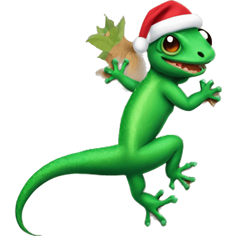 lizard coming out of chridtmas tree emoji