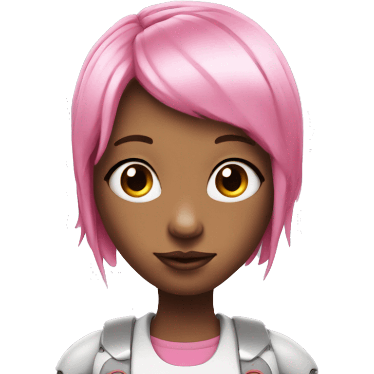 Realistic robot girl with pink hair and antennas  emoji