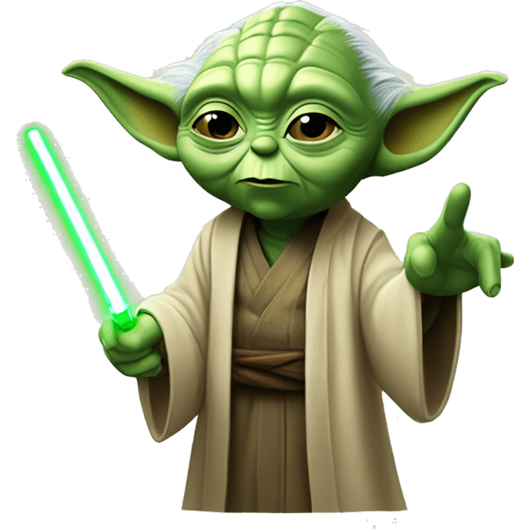 Master Yoda raises his hand in greeting and says his famous line, “May the force be with you.” emoji