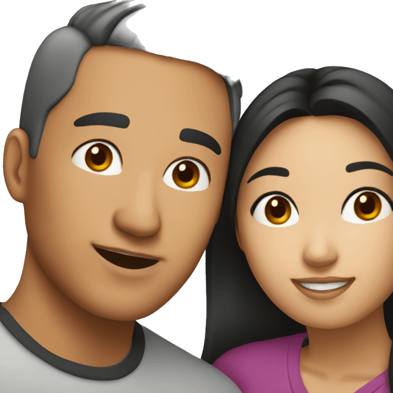 Asian and Hispanic couple selfie emoji