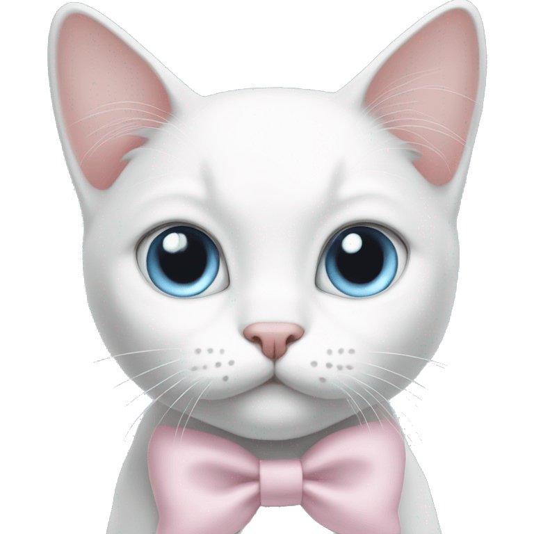 White cat light pink bow light blue eyes  emoji