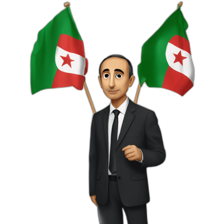 eric zemmour et une personne noire et un drapeau de l'algerie emoji