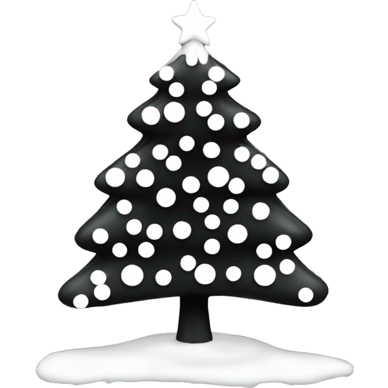 Black Christmas tree with white ornaments  emoji