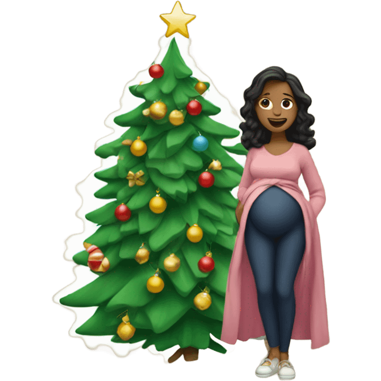 pregnant woman at the Christmas tree emoji