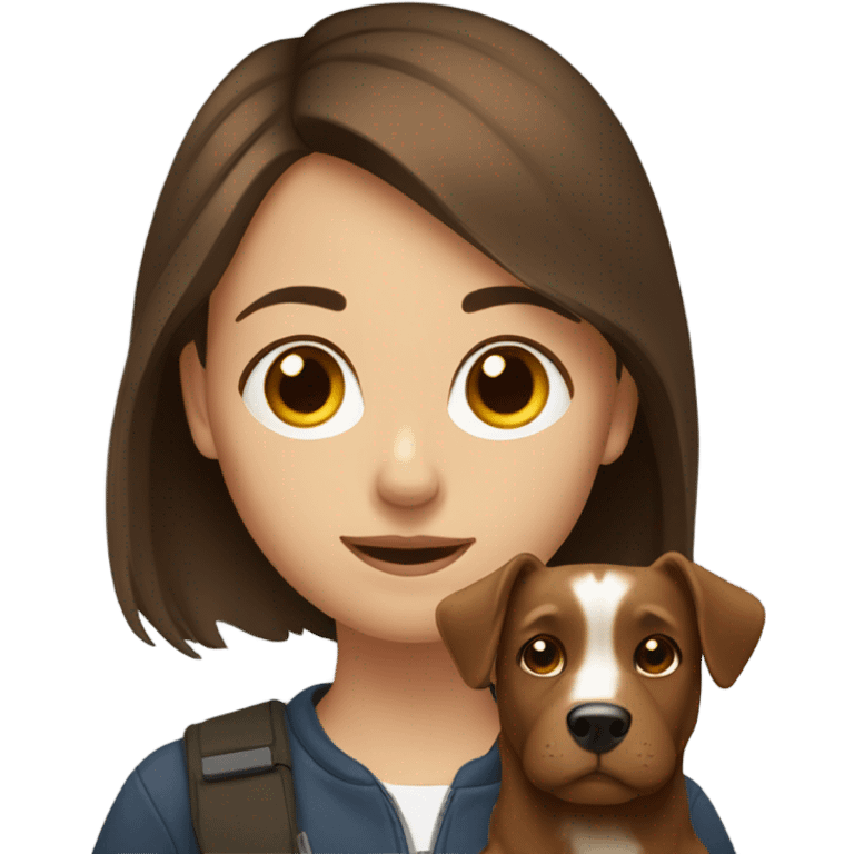 A girl with brown hair and her dog emoji