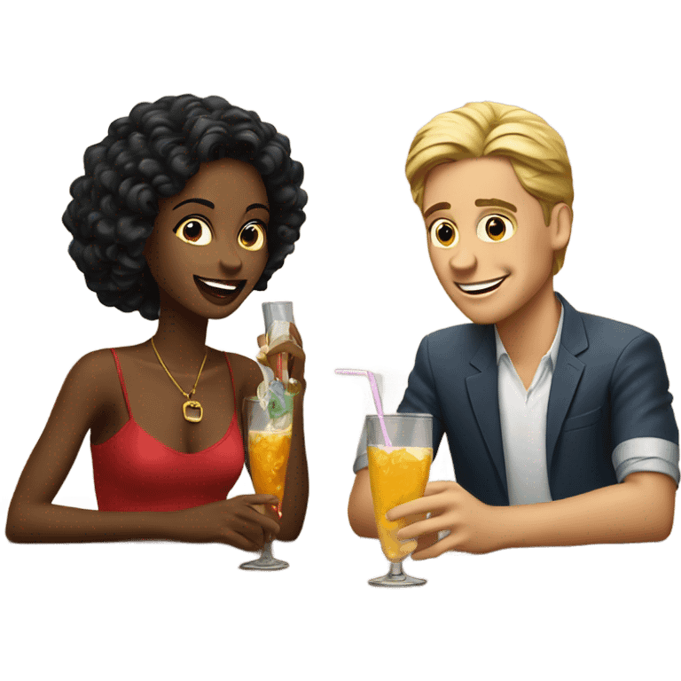 boys enjoying drinks at bar with pretty woman emoji