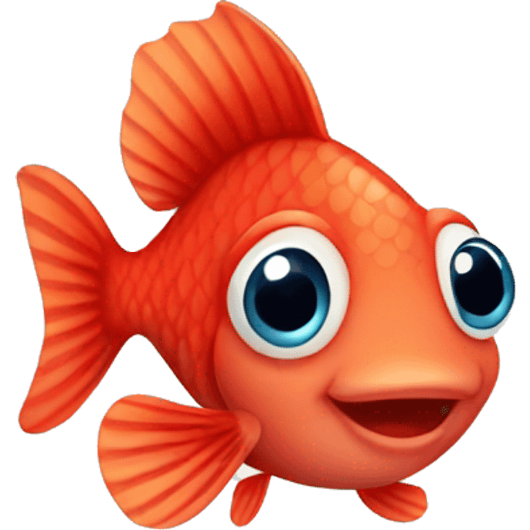 Cute little baby red fish emoji