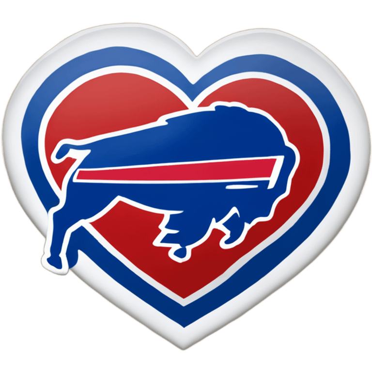 One solid Heart emoji with nothing outside of it with the blue border outside heart, red heart inside, smaller white heart inside of that, with the nfl Buffalo bills in the middle  emoji