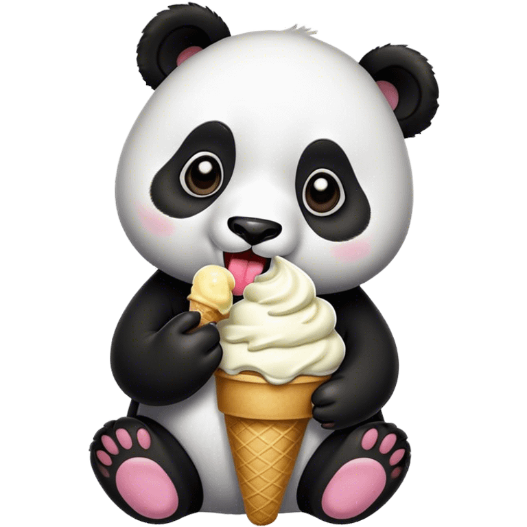 Panda eating ice cream emoji