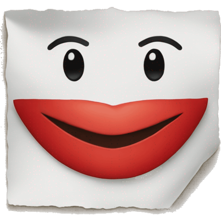 A scrap of paper with a red lips mark emoji