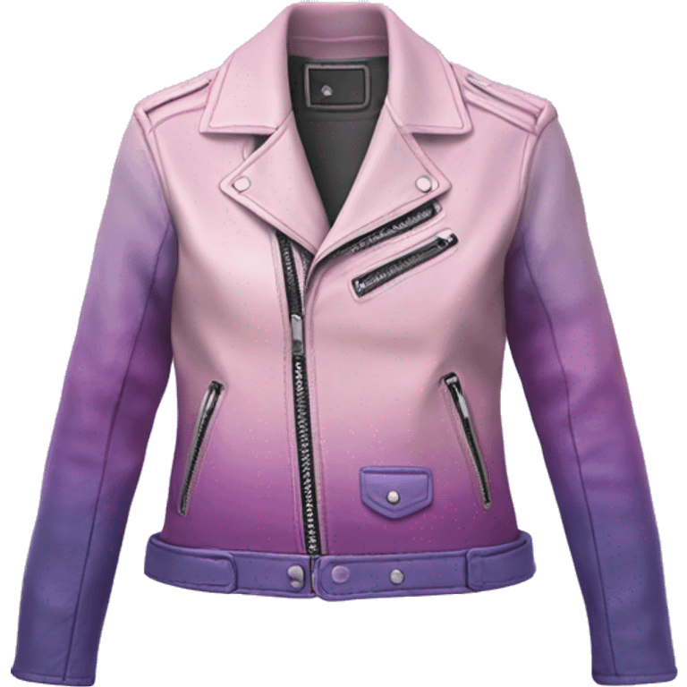 Realistic pastel pink to pastel purple ombre open fashion leather jacket. emoji