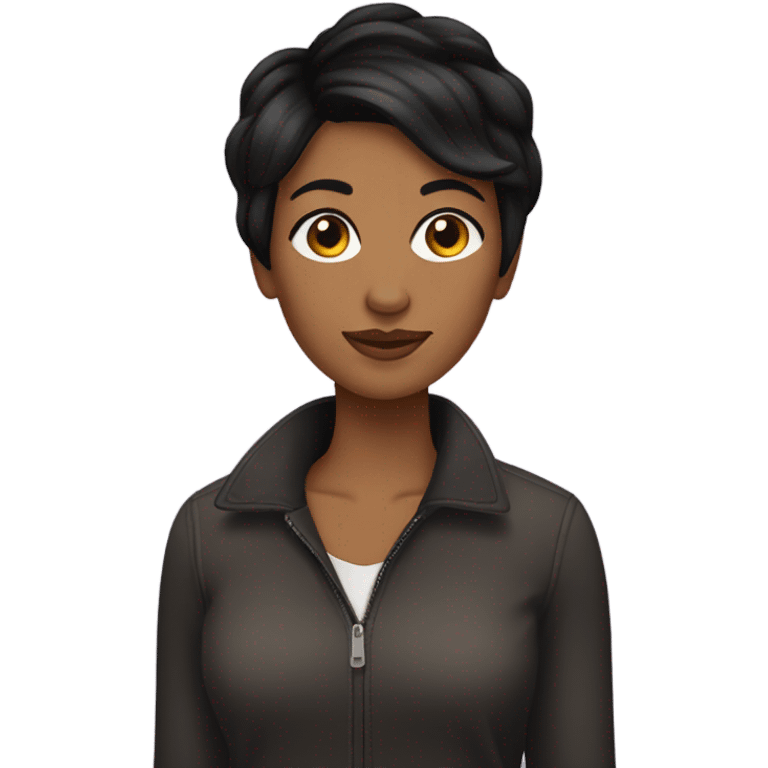 Brown woman pixie cut black hair emoji