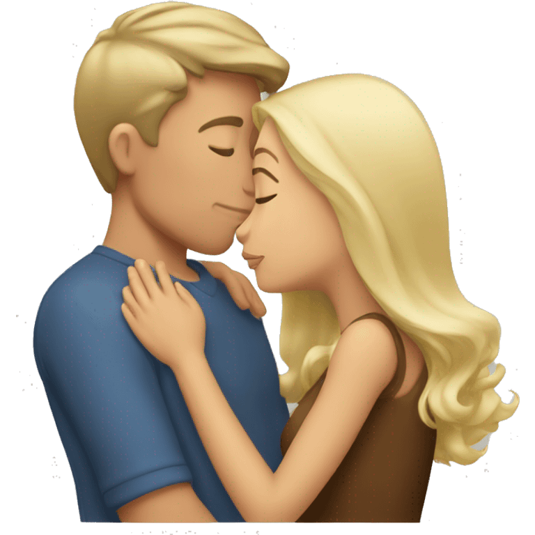 Blonde man kissing a brown hair girl emoji