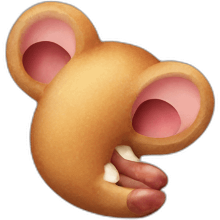 mouse cursor over sausage emoji