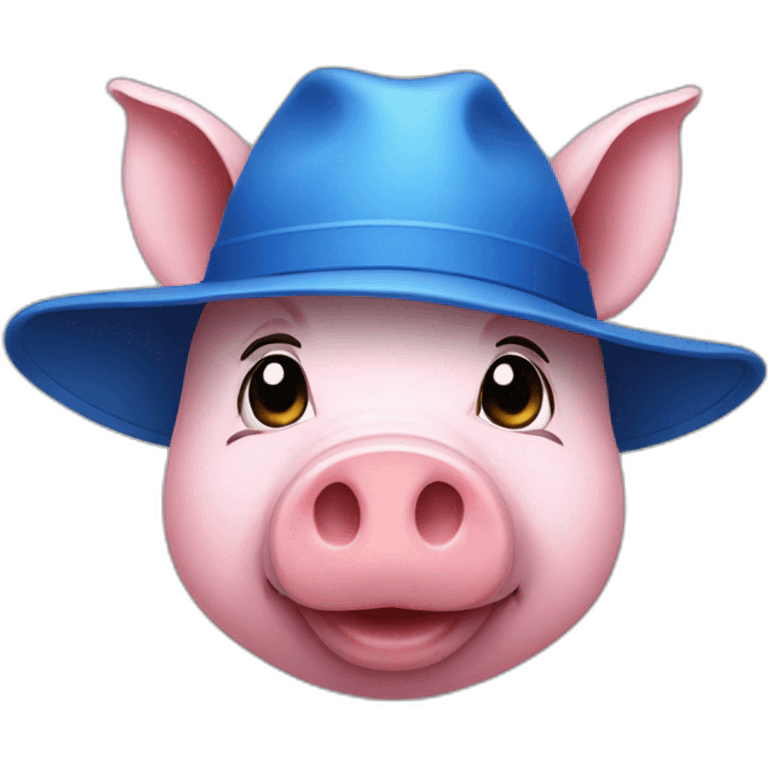 a pig wear blue hat emoji