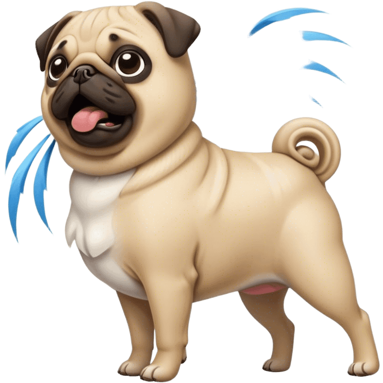 Pug being picked up by wind emoji