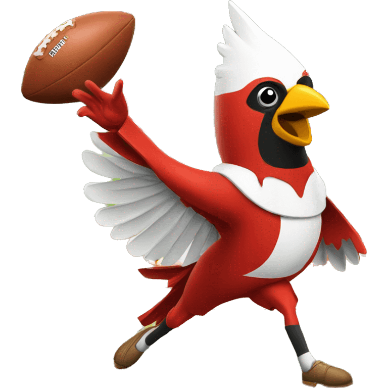 Cartoon cardinal bird kicking field goal emoji