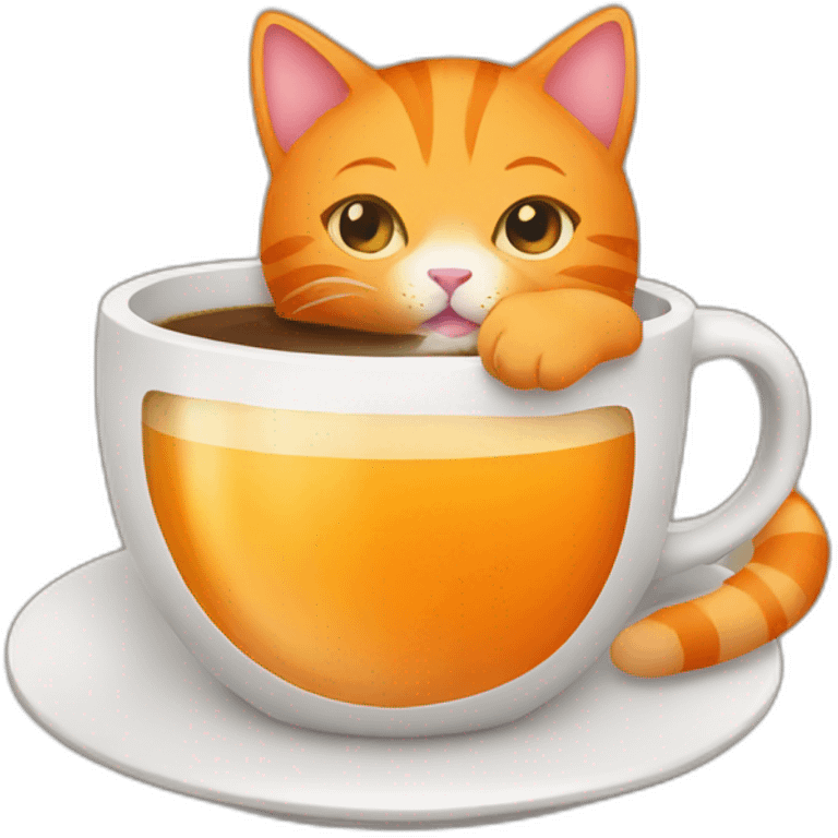 orange cat drinking coffee emoji