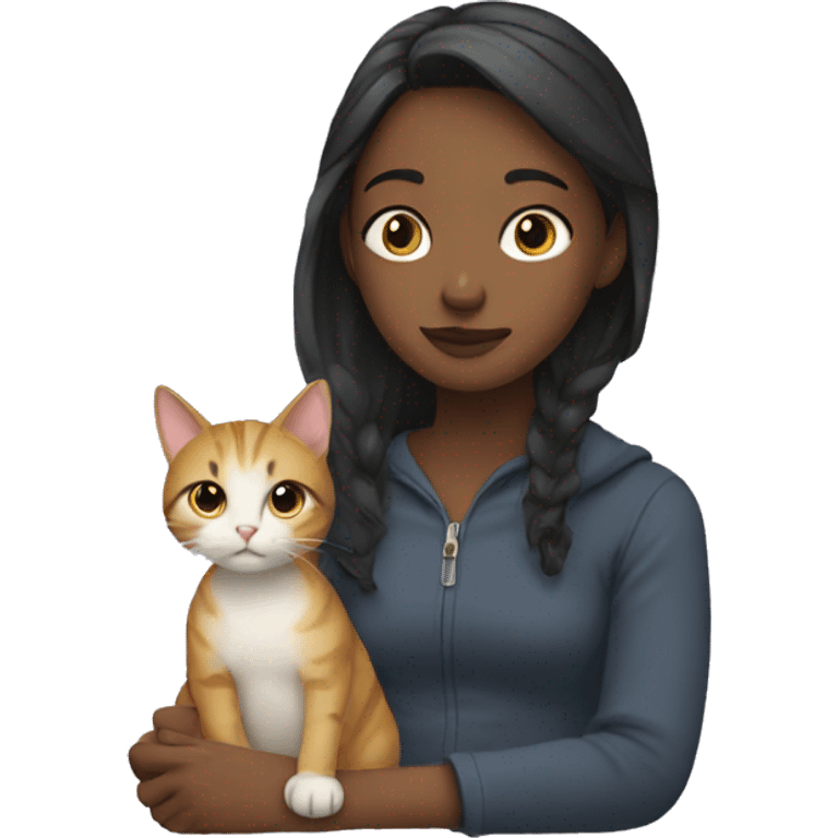 Girl with cat waiting  emoji