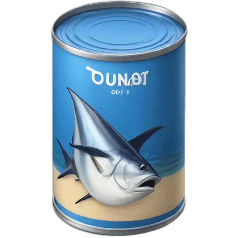 Realistic small can of tuna showing the shape of a boat only blue colors emoji