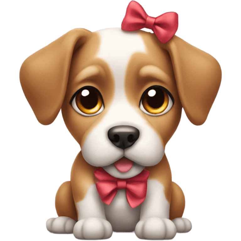 Cute dog with a bow emoji