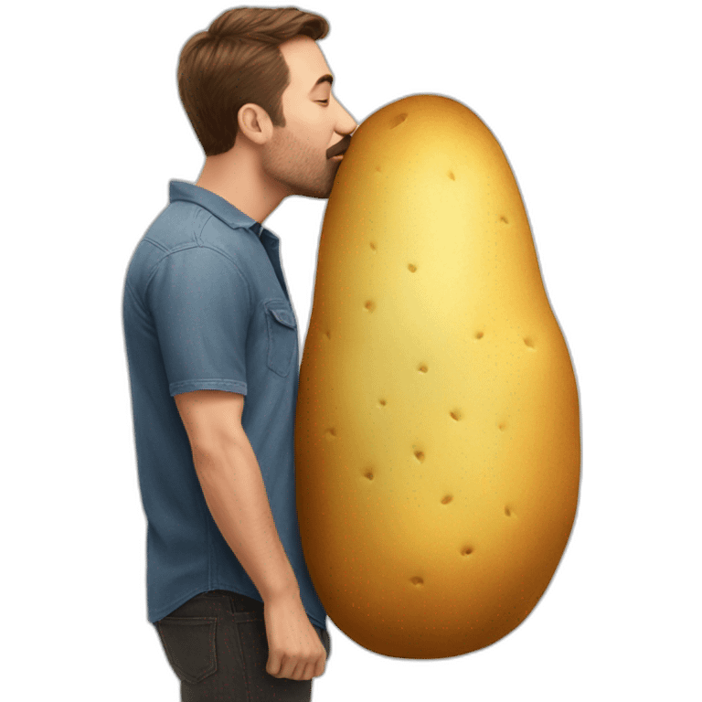 Man kissing big potato emoji