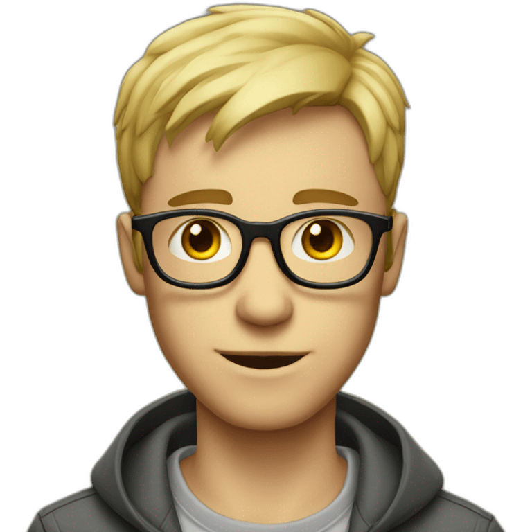 Light-haired man, short hair, small thin glasses, geek emoji