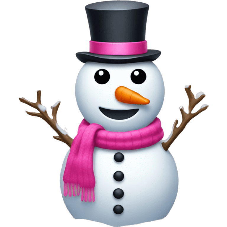 snowman with pink accessories emoji