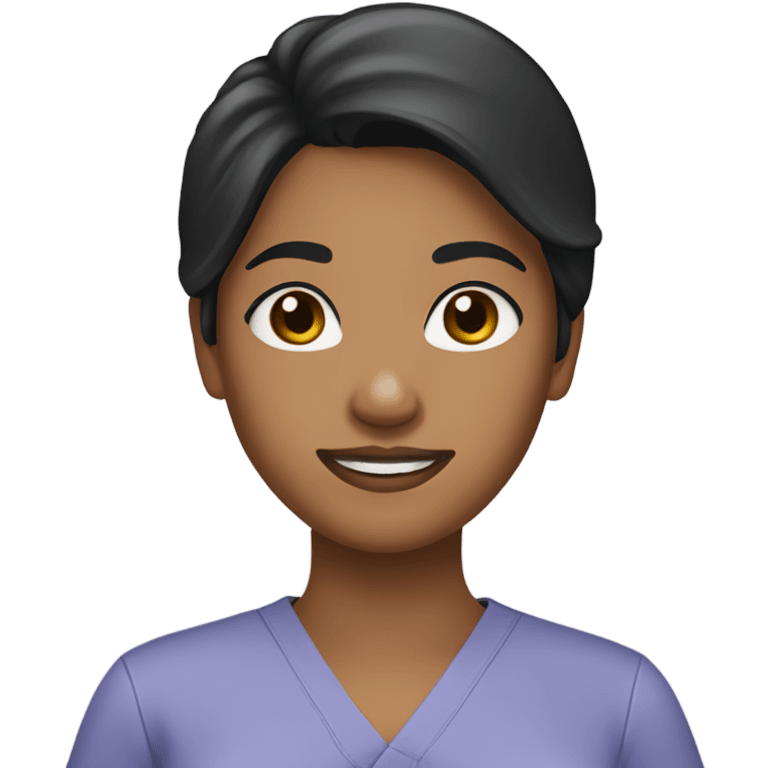 Tan skin black hair girl wear scrubs  emoji