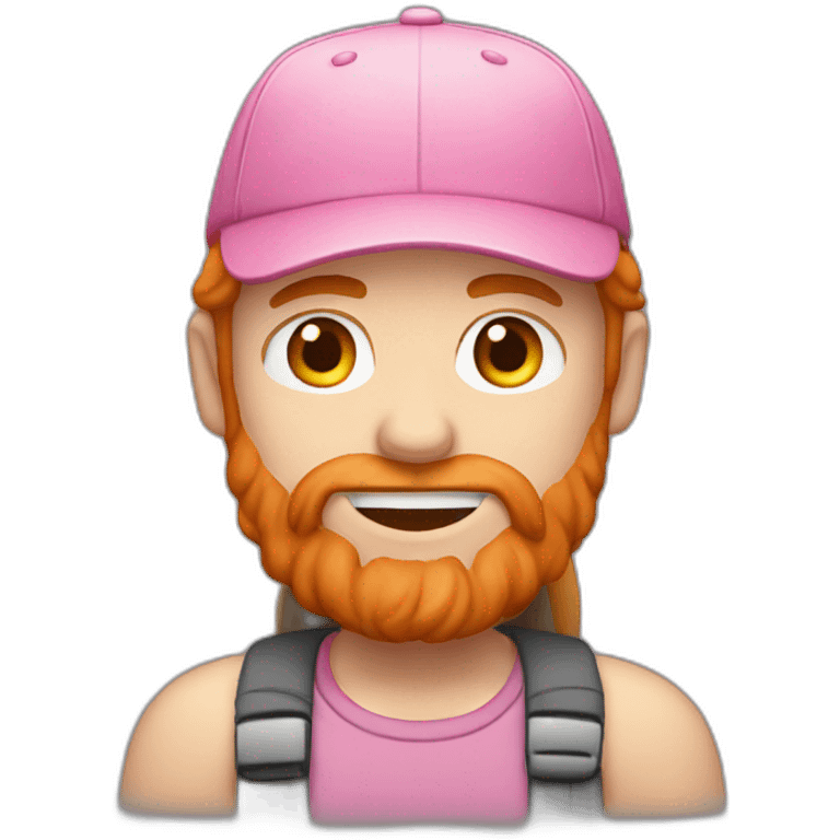 ginger man with long hair in pink cap emoji