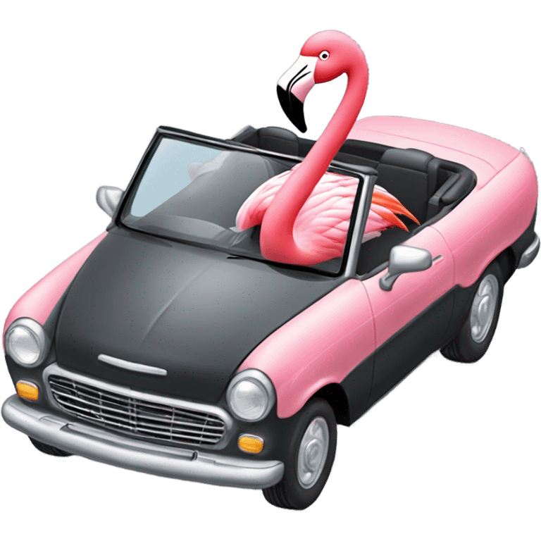 Flamingo in a convertible emoji