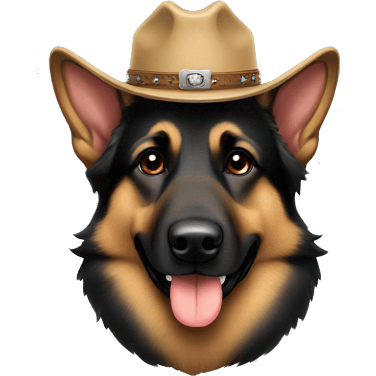 Dark German shepherd pretty cowboy hat emoji