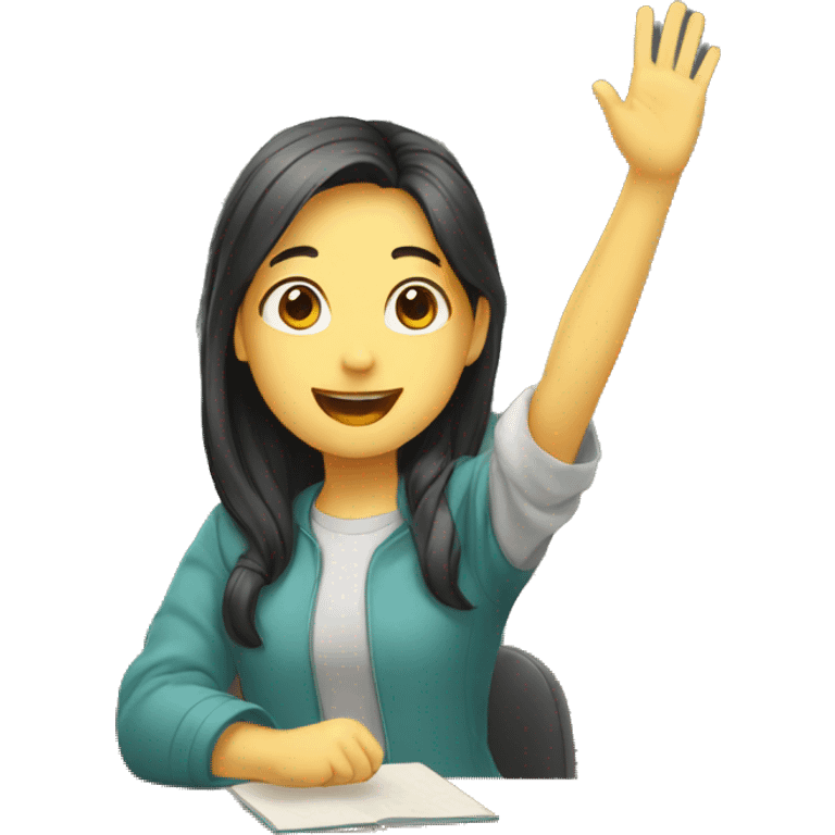 aisian students raising hand emoji