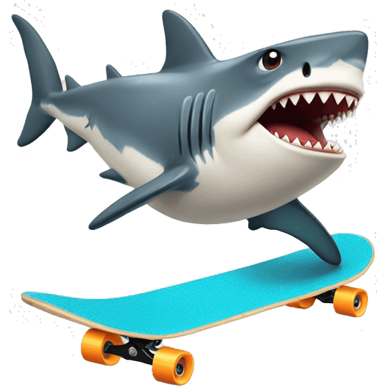 Shark riding a skateboard emoji