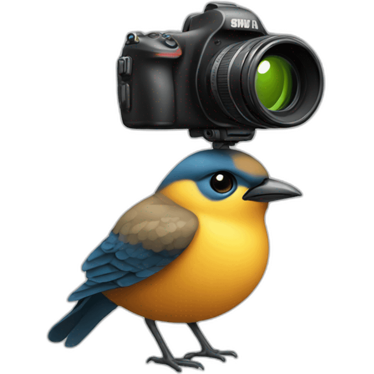 a bird with a camera emoji