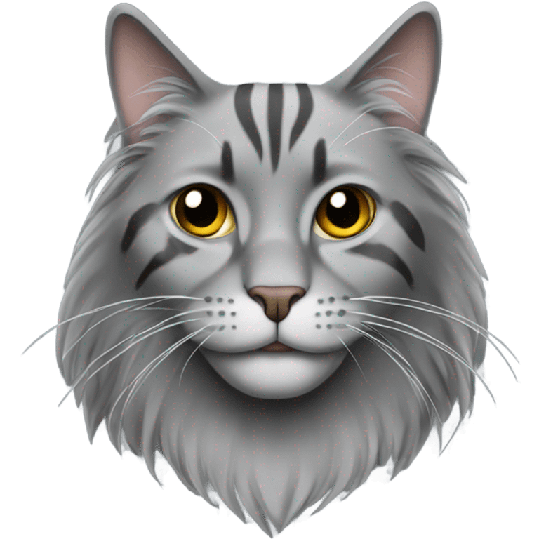 Long hair gray cat in black football jersey  emoji