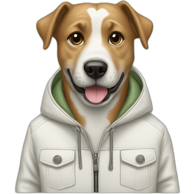 dog white a jacket in crocodile emoji