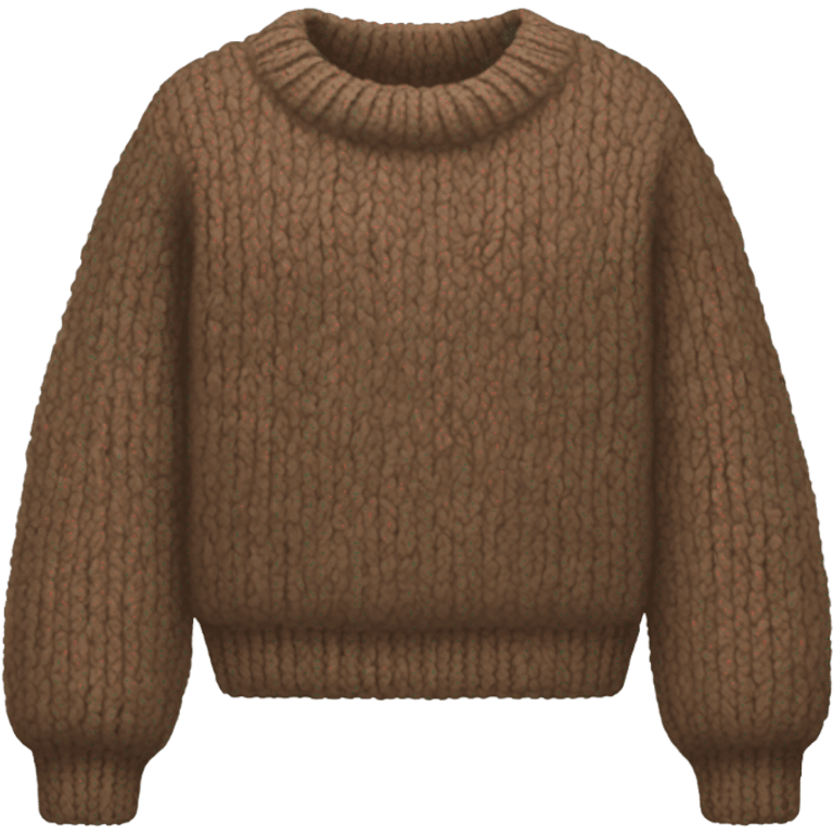 Brown cropped oversize wool sweater, isolated emoji